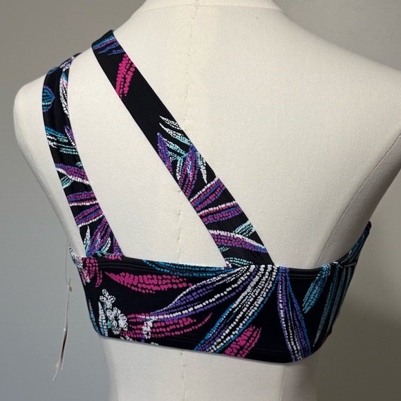 💜 Indigo Sky One Shoulder Sports Bra Keyhole Front Size Small New - Picture 3 of 5